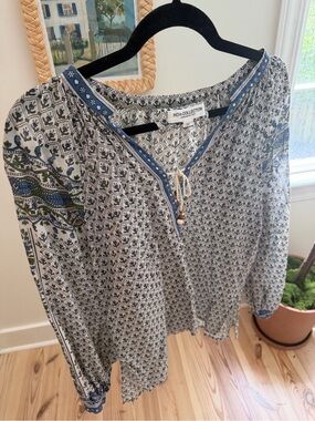 Emerson Fry Blue & White Printed Tunic Top size M